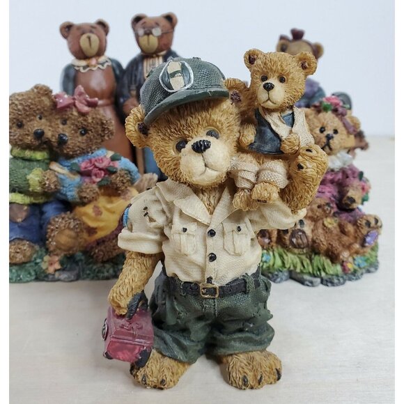 Teddies Teddy Bear Figurine Collection Lot of 11 Assorted Bears Situations - Picture 11 of 12